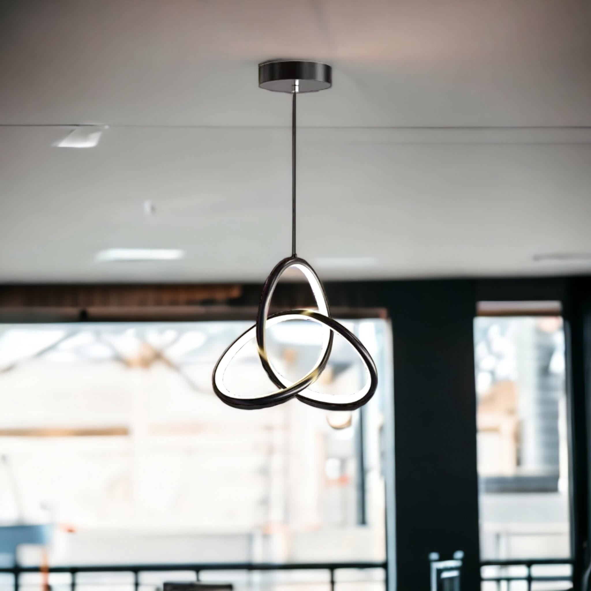 Lustra LED Suspendata TwoRings Black Echivalent 200W