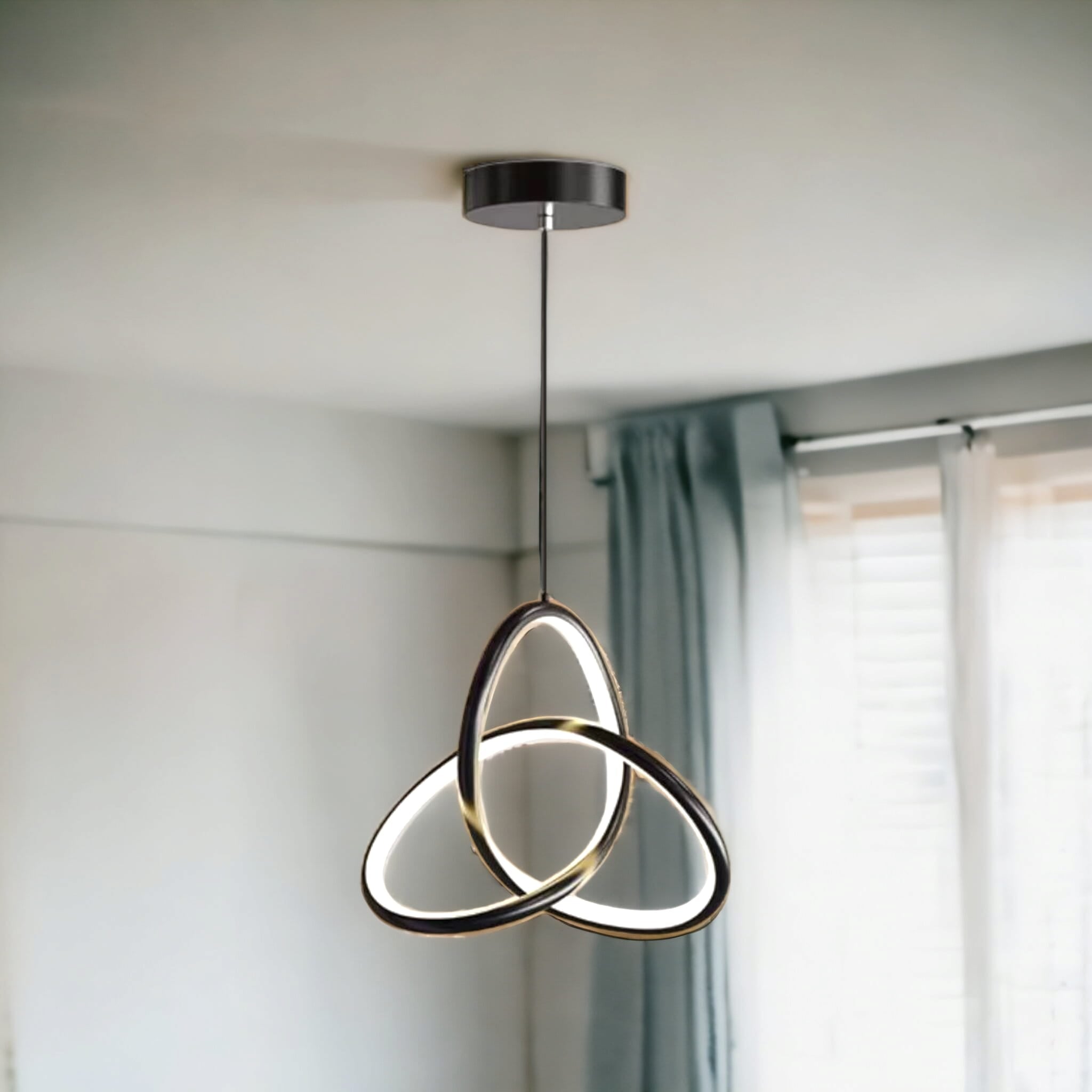 Lustra LED Suspendata TwoRings Black Echivalent 200W