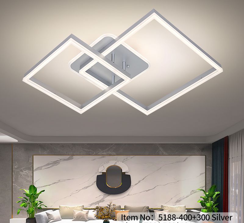 Lustra LED TWO SQUARE WHITE Echivalent 600W Telecomanda ALBA / SQUARE DESIGN Lighting Fixtures