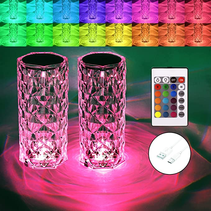 Veioza Led Decorativa Tactila Multicolora Rgb Crystal Flow Table Lamp