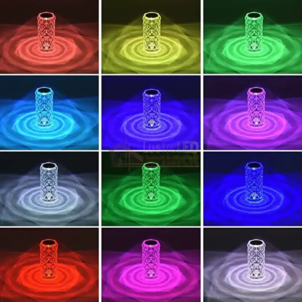 Veioza Led Decorativa Tactila Multicolora Rgb Crystal Flow Table Lamp