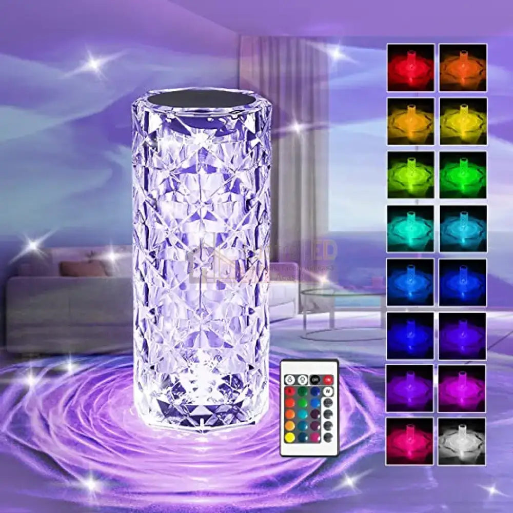 Veioza Led Decorativa Tactila Multicolora Rgb Crystal Flow Table Lamp