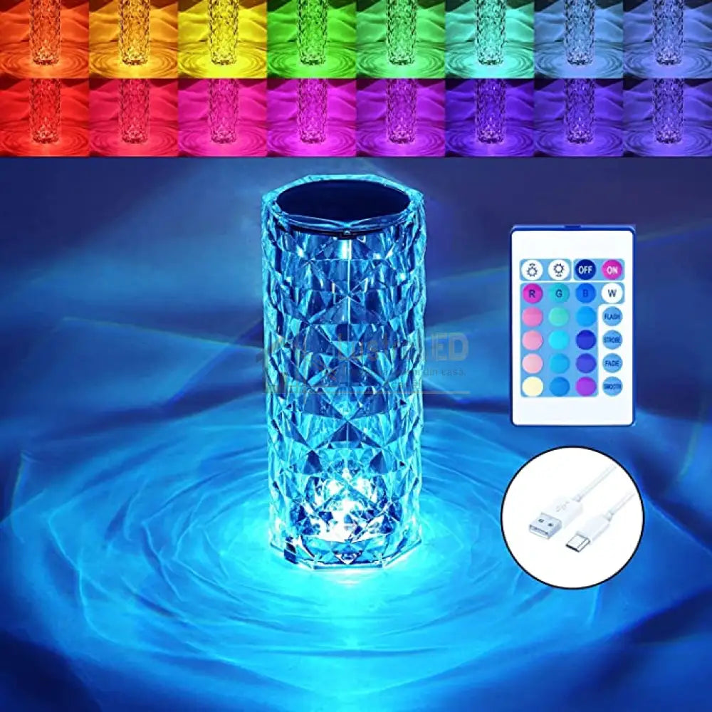 Veioza Led Decorativa Tactila Multicolora Rgb Crystal Flow Table Light
