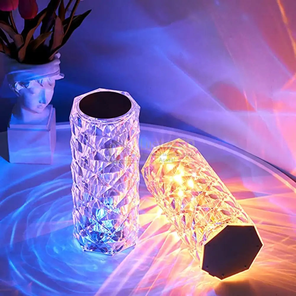 Veioza Led Decorativa Tactila Multicolora Rgb Crystal Flow Table Light