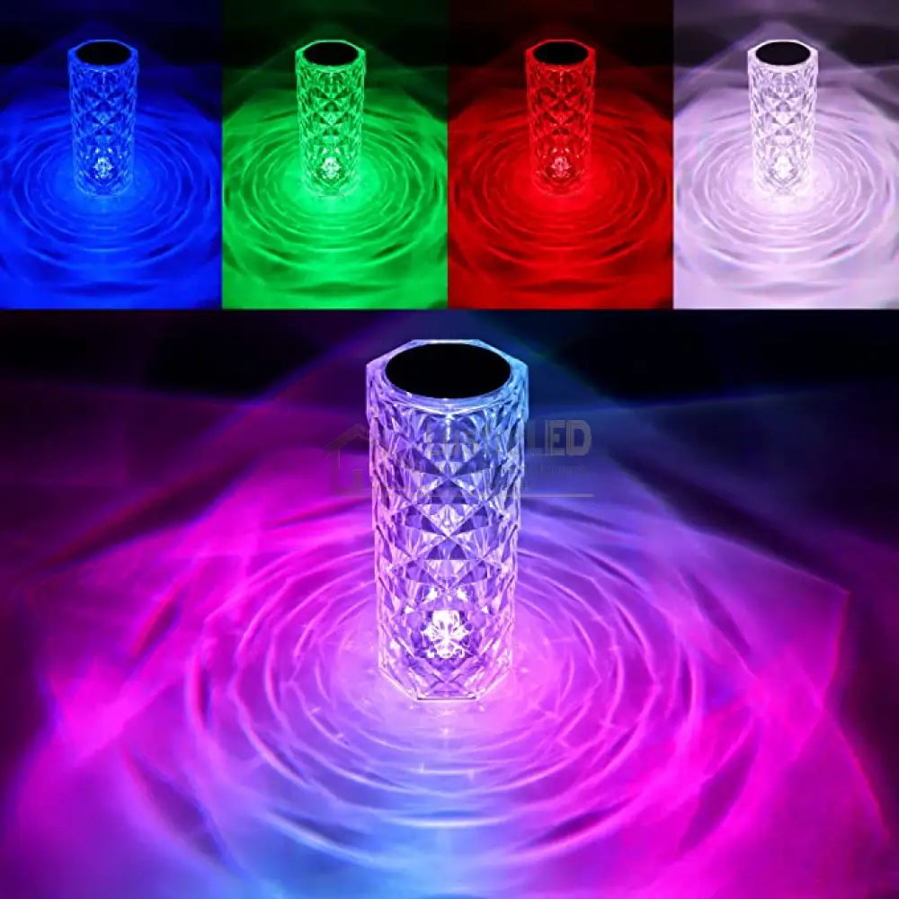 Veioza Led Decorativa Tactila Multicolora Rgb Crystal Flow Table Light