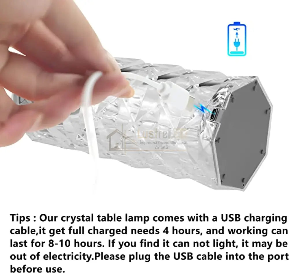 Veioza Led Decorativa Tactila Multicolora Rgb Crystal Flow Table Light
