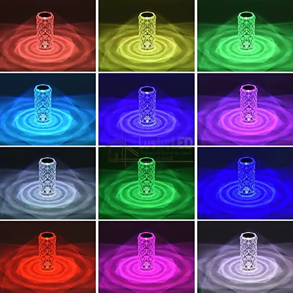 Veioza Led Decorativa Tactila Multicolora Rgb Crystal Flow Table Light