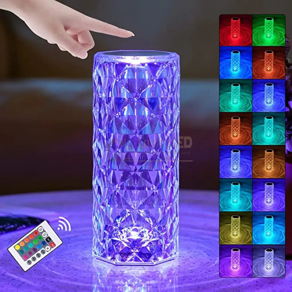 Veioza Led Decorativa Tactila Multicolora Rgb Crystal Flow Table Light