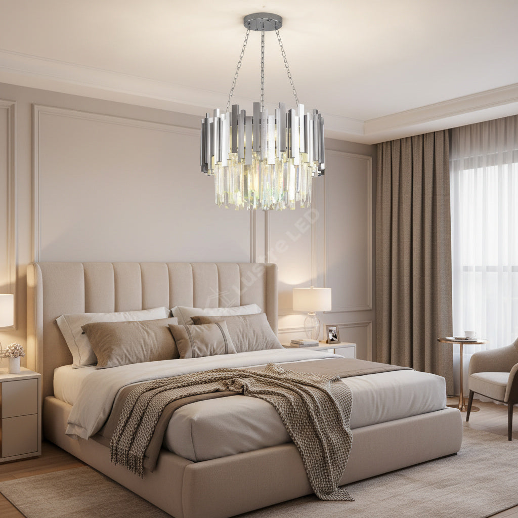 Candelabru Cristal GLORY SILVER 40cm cu Lant