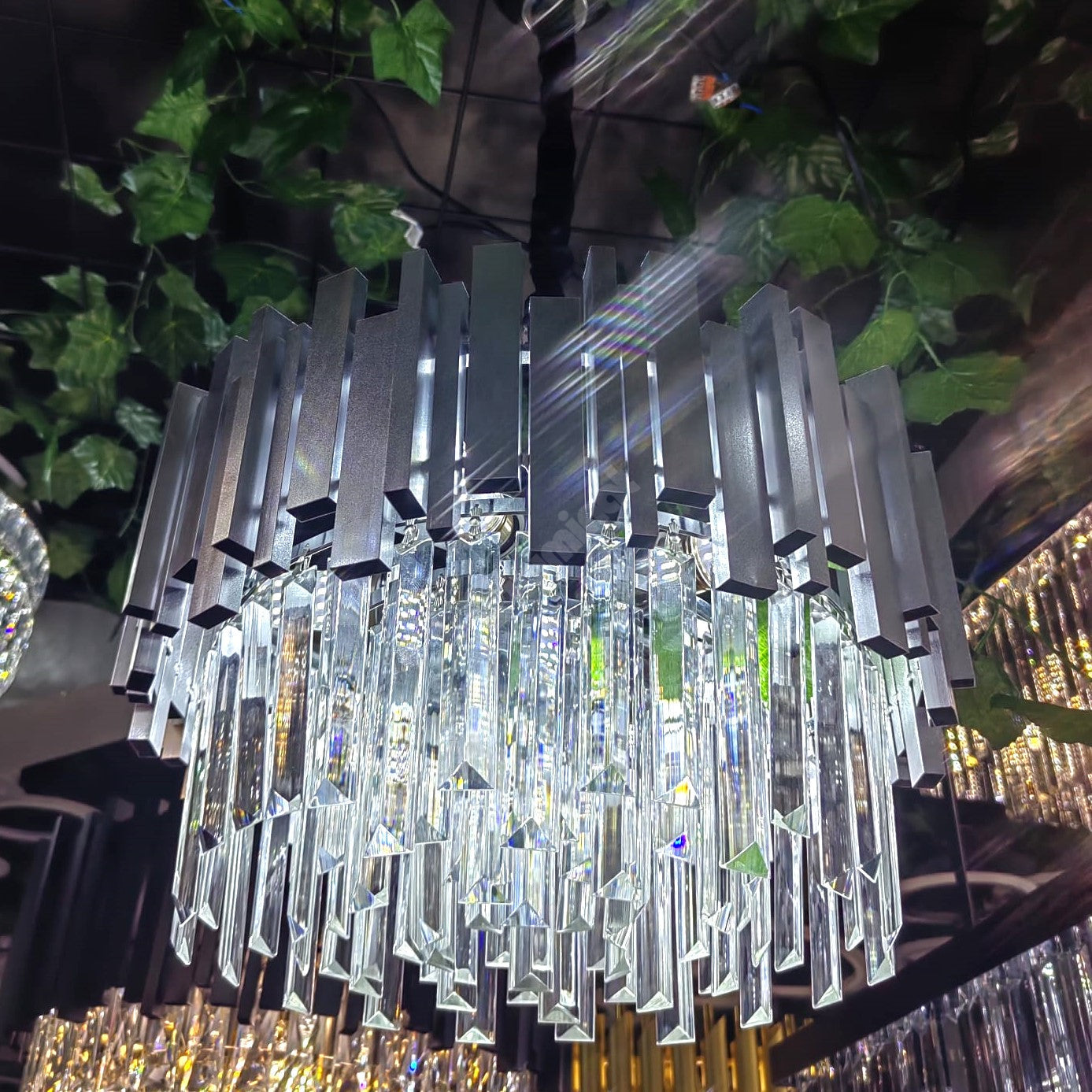 Candelabru Cristal GLORY SILVER 40cm cu Lant