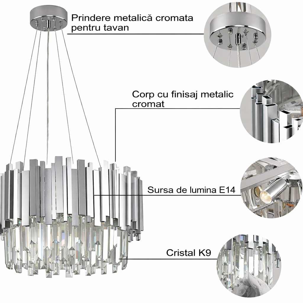 Candelabru Cristal SILVER RAVEN 40cm