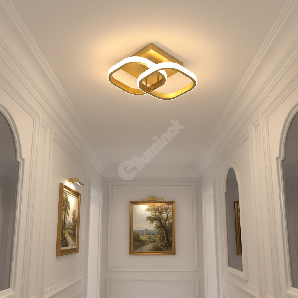 Lustra LED Double Square Auriu Echivalent 200W