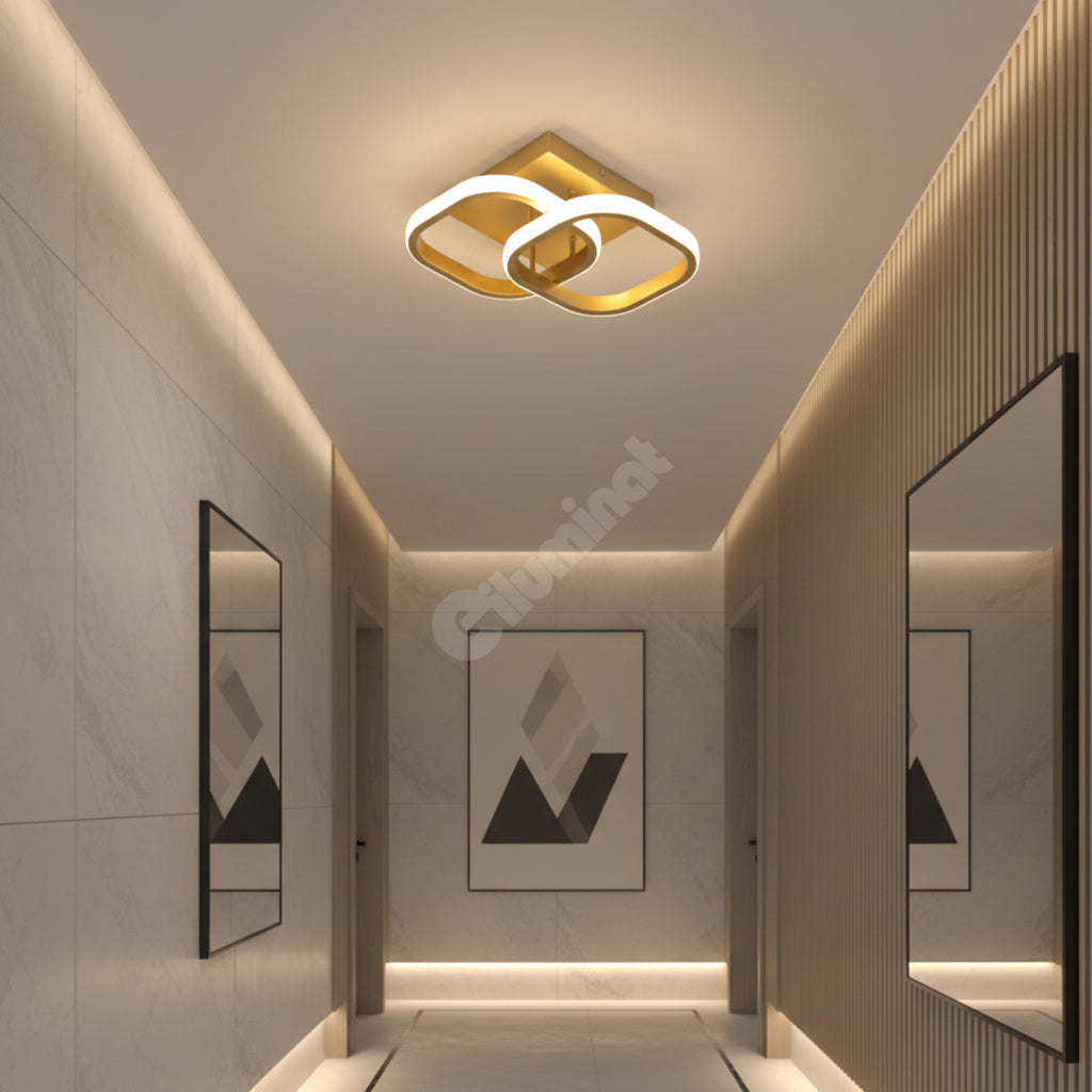 Lustra LED Double Square Auriu Echivalent 200W