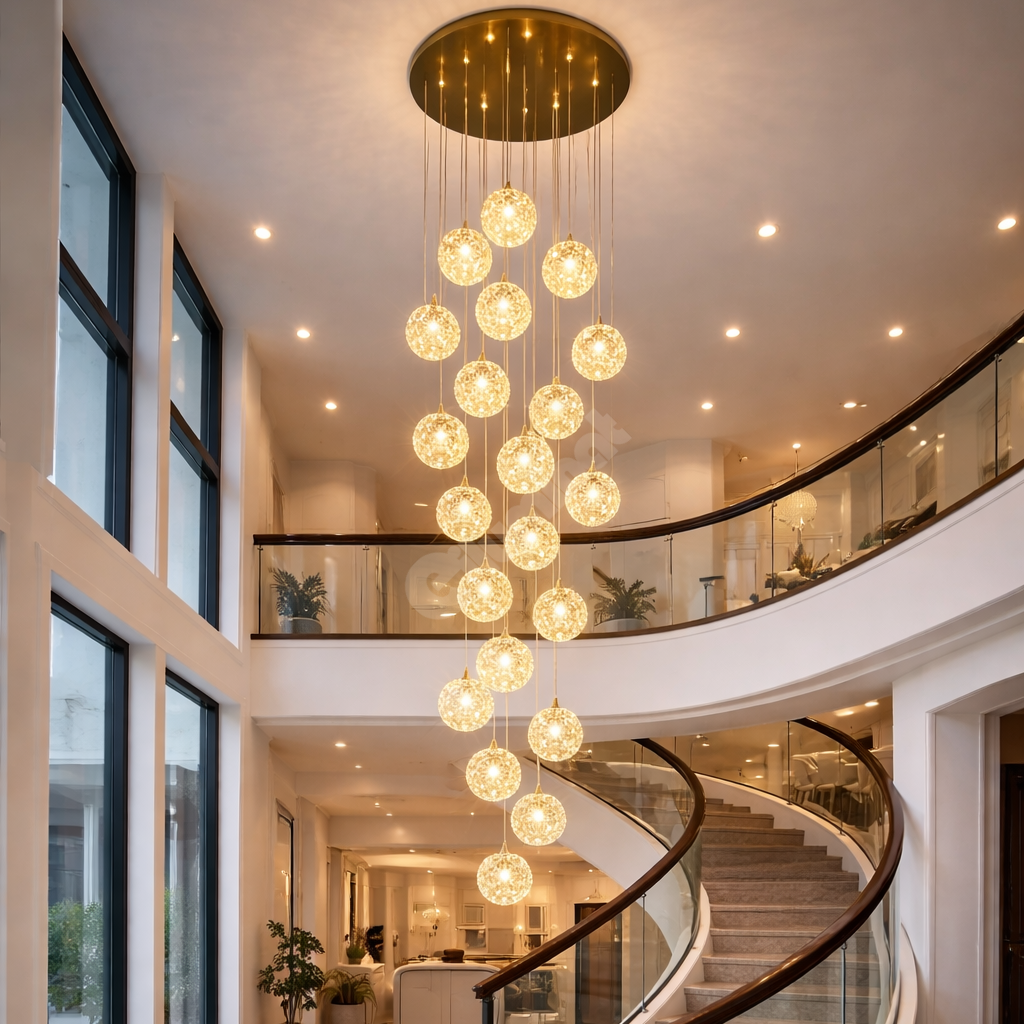 Lustra Suspendata Golden Sponge Majestic Staircase 30xG9