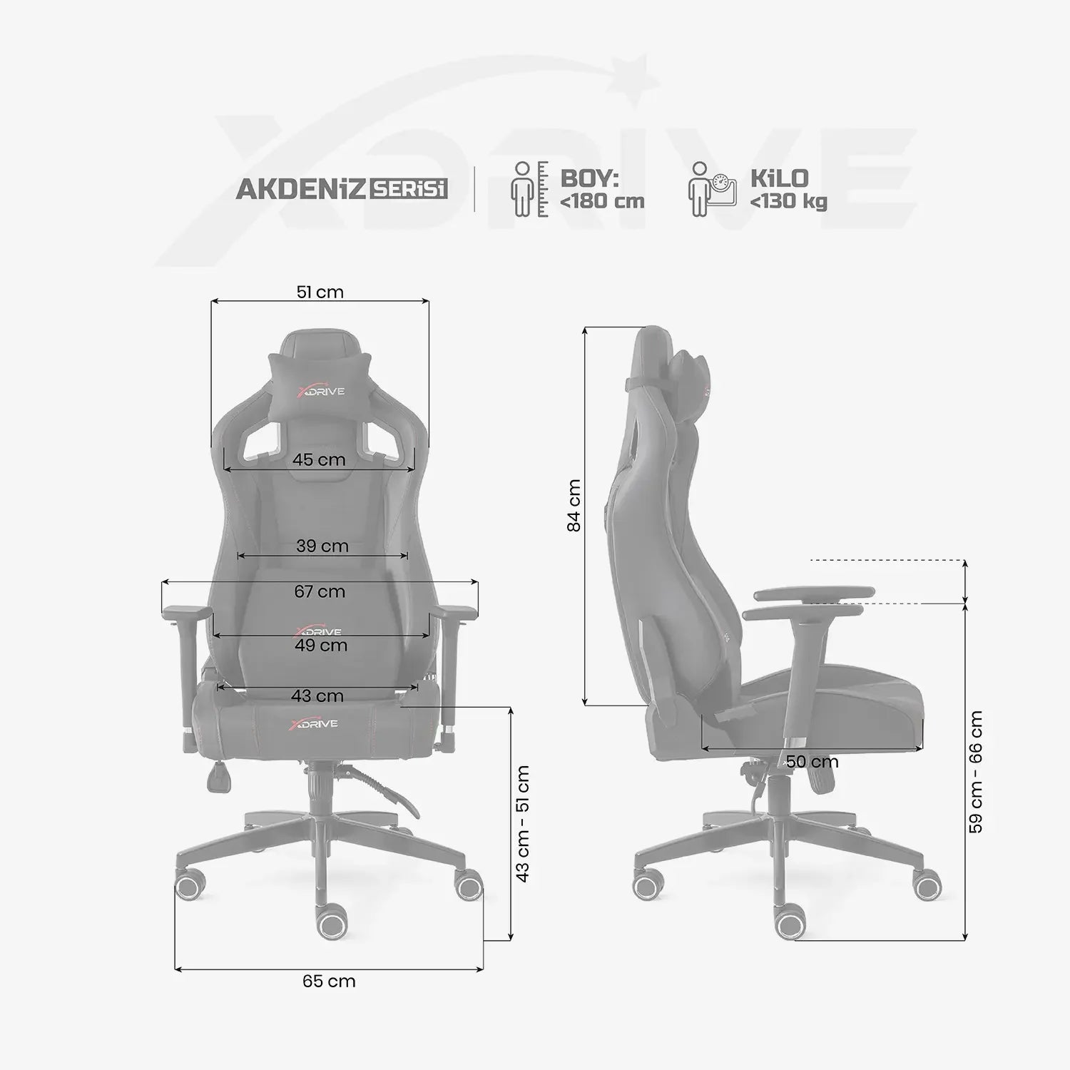 Scaun de Gaming Reglabil xDrive AKDENİZ Professional Black Fabric