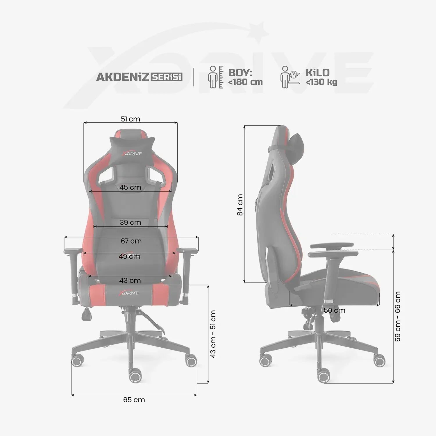 Scaun de Gaming Reglabil xDrive AKDENİZ Professional Red/Black