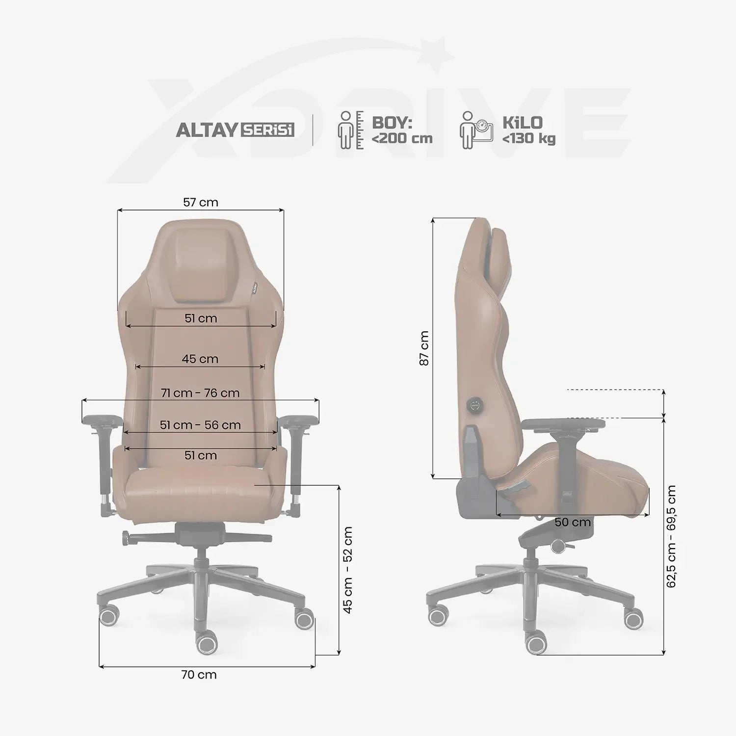 Scaun de Birou din Piele Reglabil ALTAY Office Tan Leather