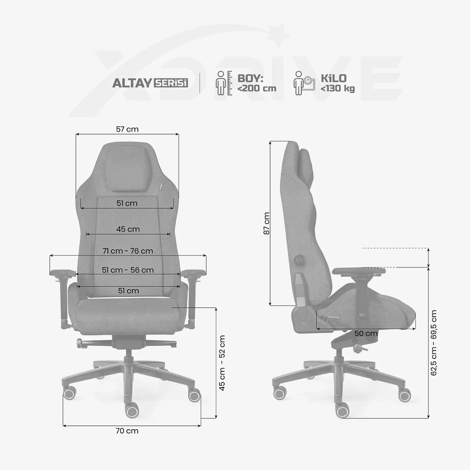 Scaun de Birou Reglabil ALTAY Office Grey Fabric