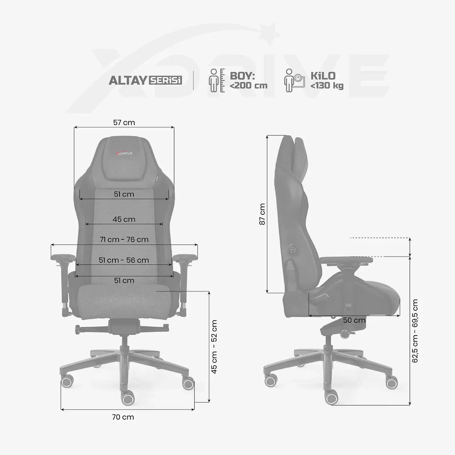 Scaun de Gaming Reglabil xDrive ALTAY Professional Grey/Black