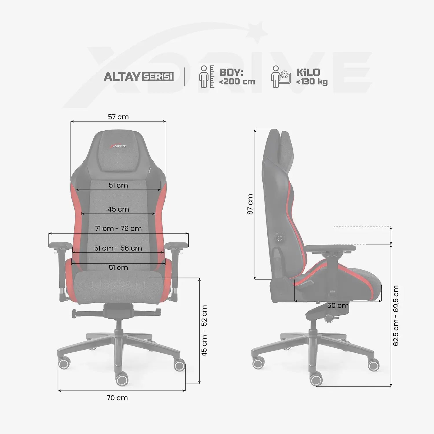 Scaun de Gaming Reglabil xDrive ALTAY Professional Red/Grey/Black