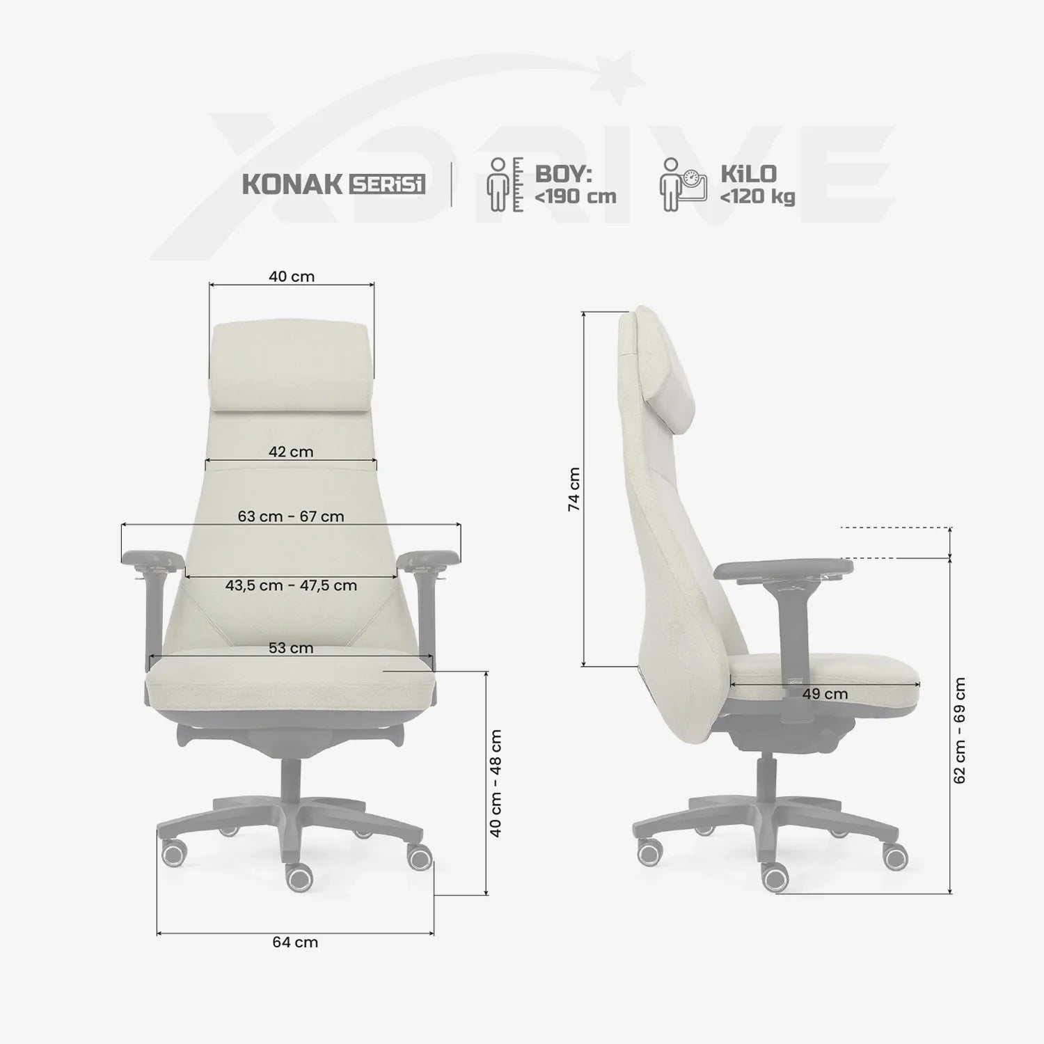 Scaun de Birou Reglabil KONAK Office Green Fabric