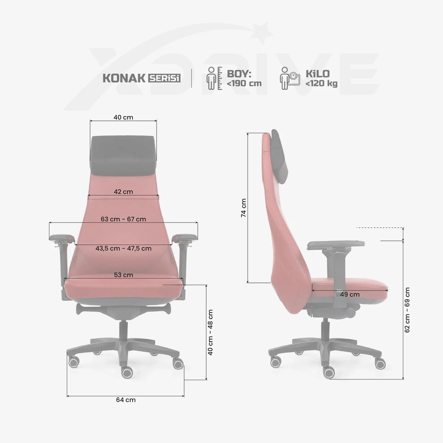 Scaun de Birou din Piele Reglabil KONAK Office Red Leather