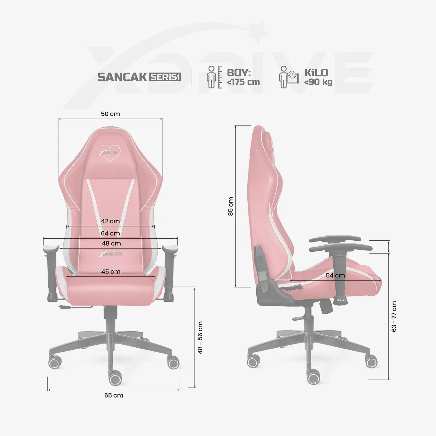 Scaun de Gaming Reglabil xDrive SANCAK Professional Pink/White
