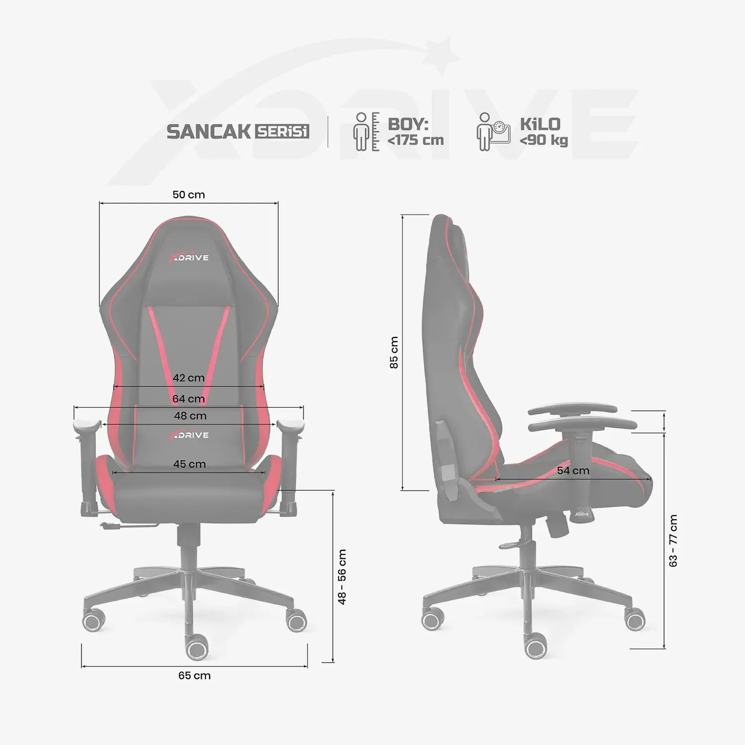 Scaun de Gaming Reglabil xDrive SANCAK Professional Red/Black