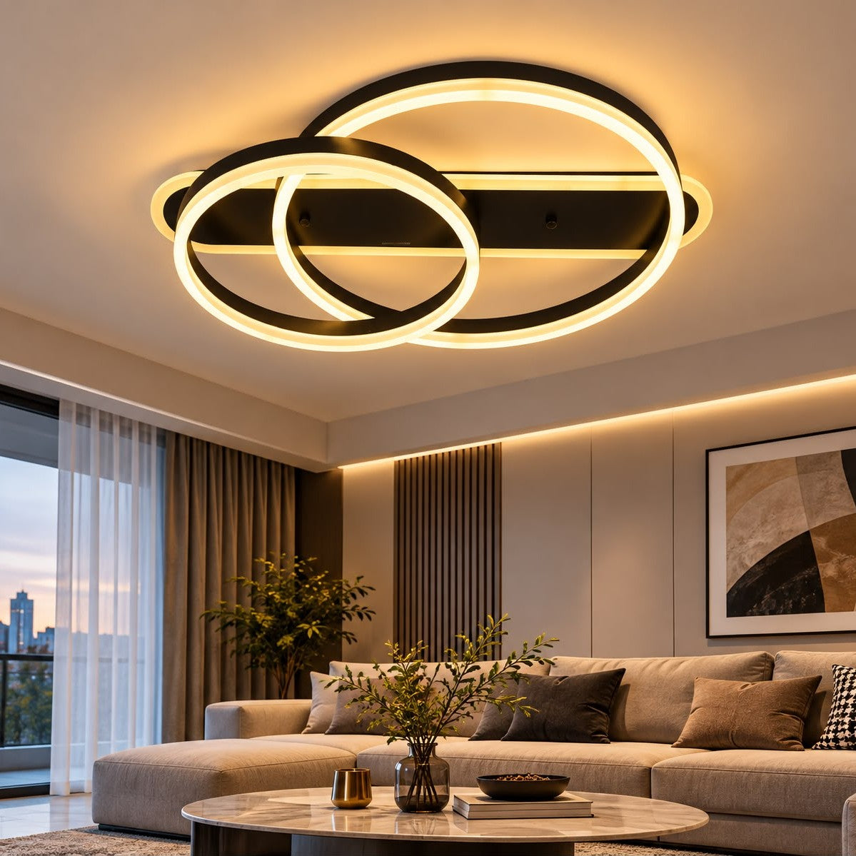 Lustra LED Aplicata Dyzo Brown Echivalent 600W Telecomanda