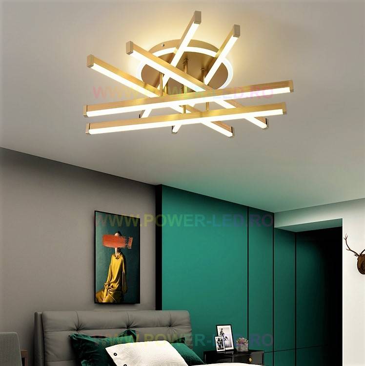 Lustra LED 150W 6 LINES Design Round Gold Telecomanda
